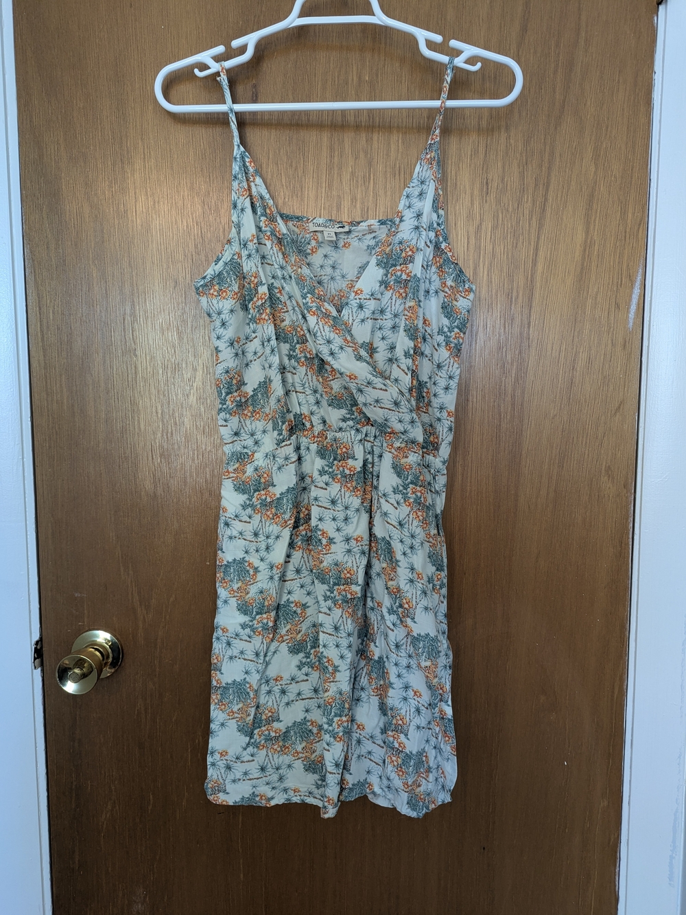 100% Tencel | Toad&Co Light Blue Floral Wrap Mini Dress